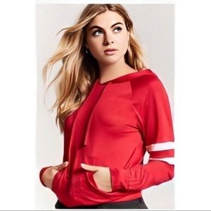 Forever 21 Red Varsity Stripe Hoodie